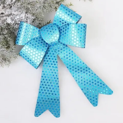Бант на ёлку «Искры» 18*26 см, Голубой