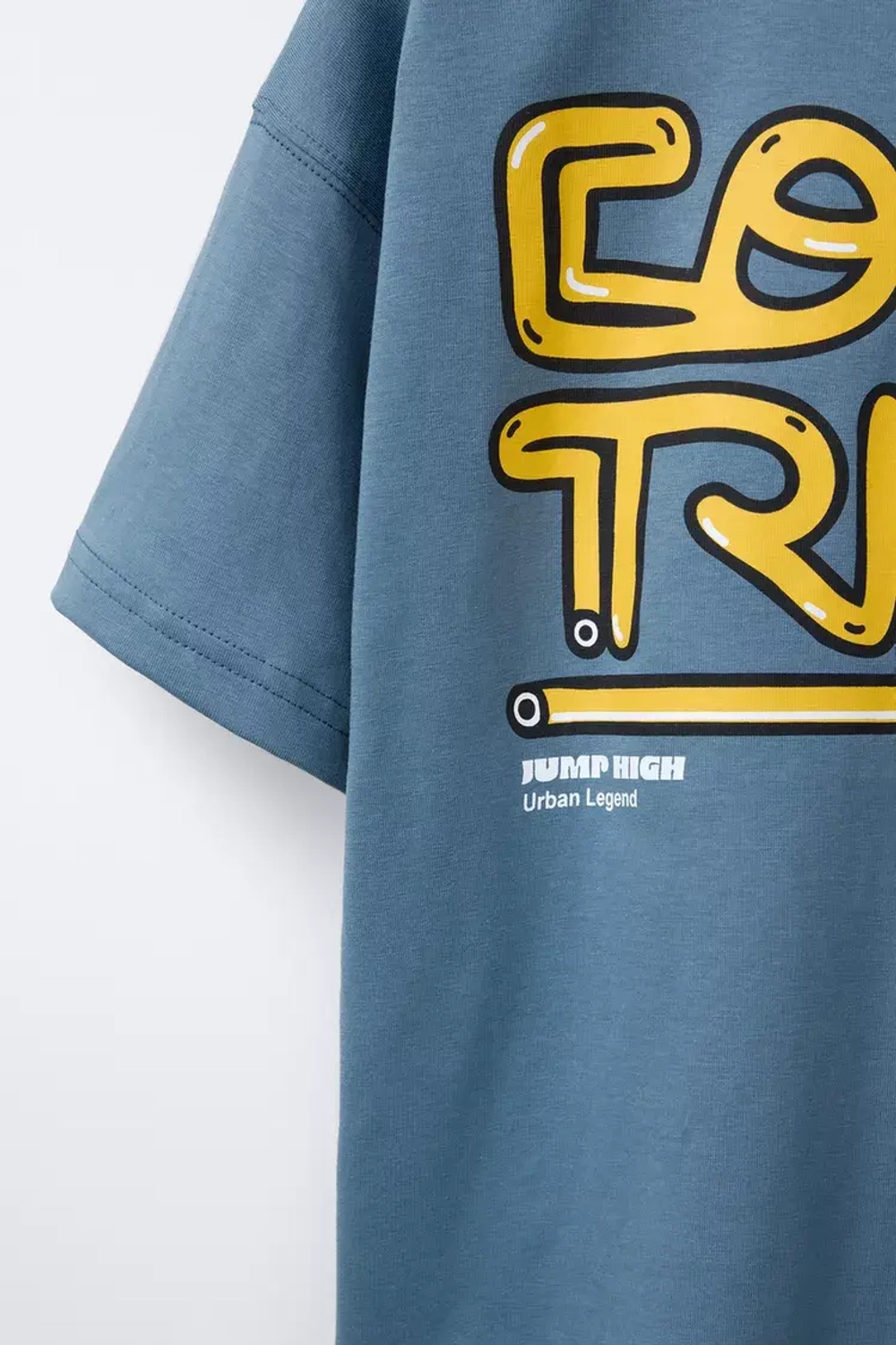 ZARA ФУТБОЛКА С НАДПИСЬЮ, СИНИЙ