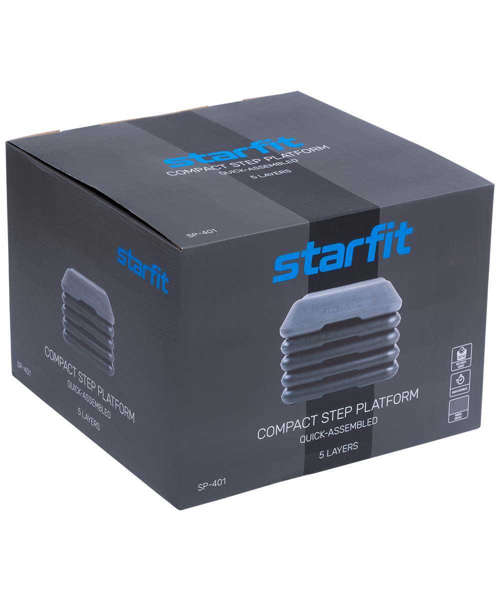 Степ-платформа быстросборная SP-401 40х40х30 см, квадратная, обрезиненная, 5-ти уровневая
