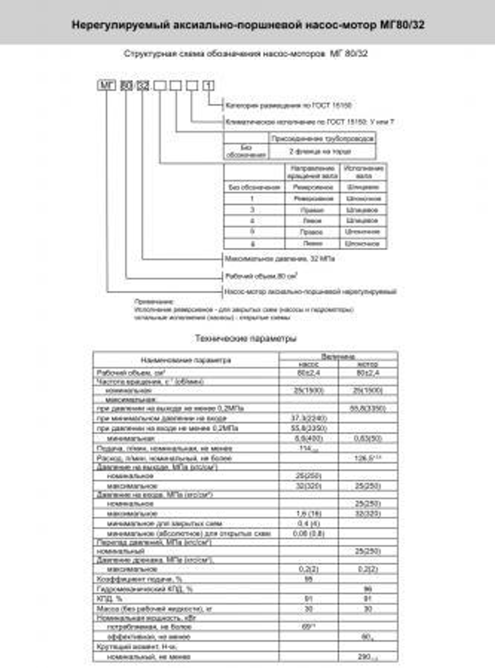 Гидромотор аксиально-поршневой МГ 80/32 (аналог 310.3.80.00.06, 310.4.80.00.06)