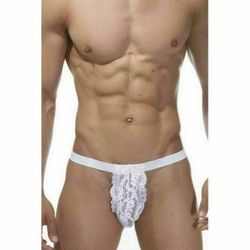 Мужские трусы стринги белые кружевные La Blinque LB15204