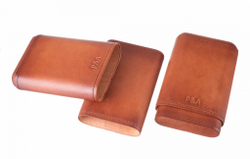 Чехол P&A на 4 сигары Робусто, натуральная кожа и кедр, S202-Cognac