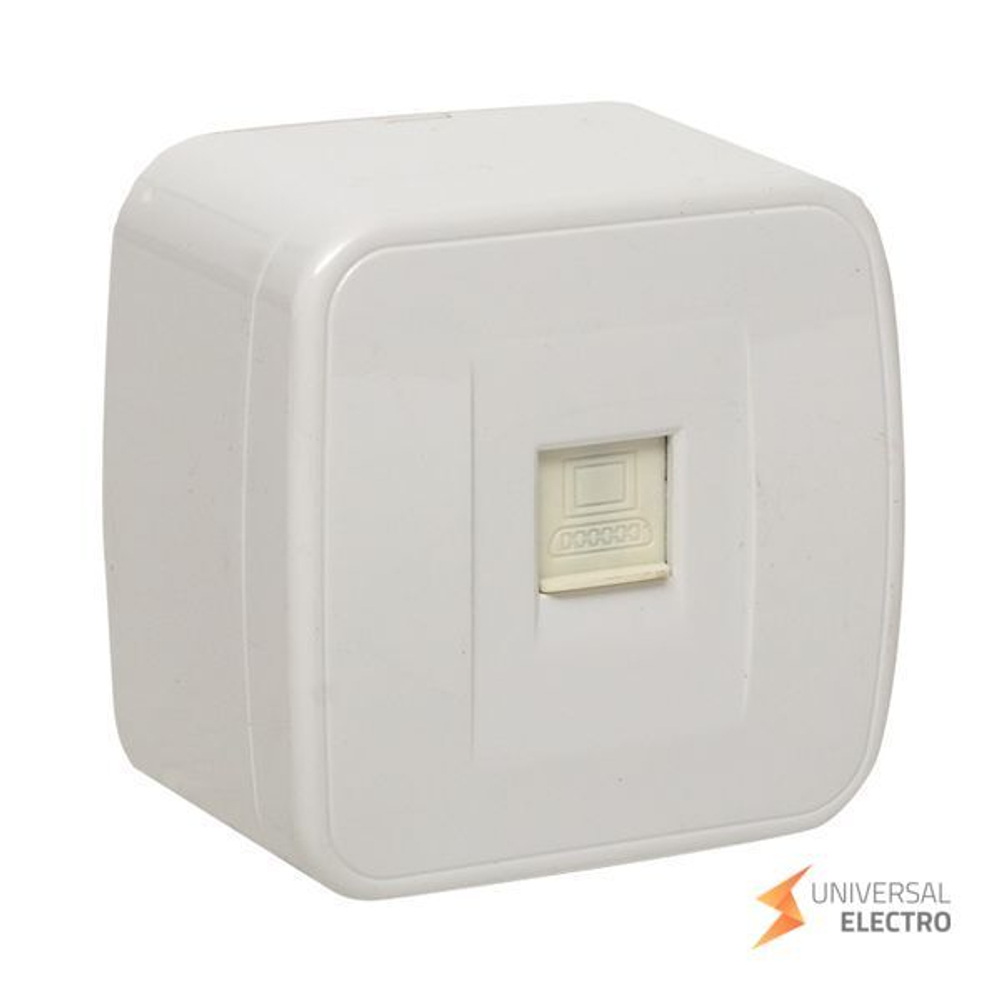 Минск Розетка RJ-45 1-местная, ОП 1А, 120В, белая EKF Basic