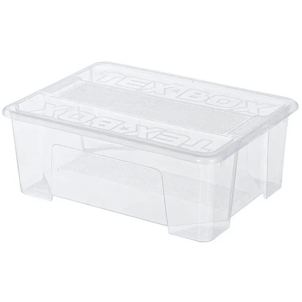Контейнер универсальный с крышкой для хранения «TEX-BOX», бесцветный, 38*28*14см, 10л