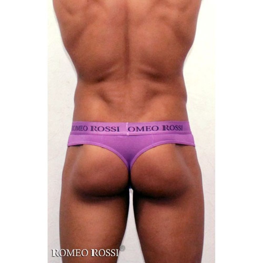 Мужские трусы стринги c резинкой Romeo Rossi сиреневые  RR1006-06