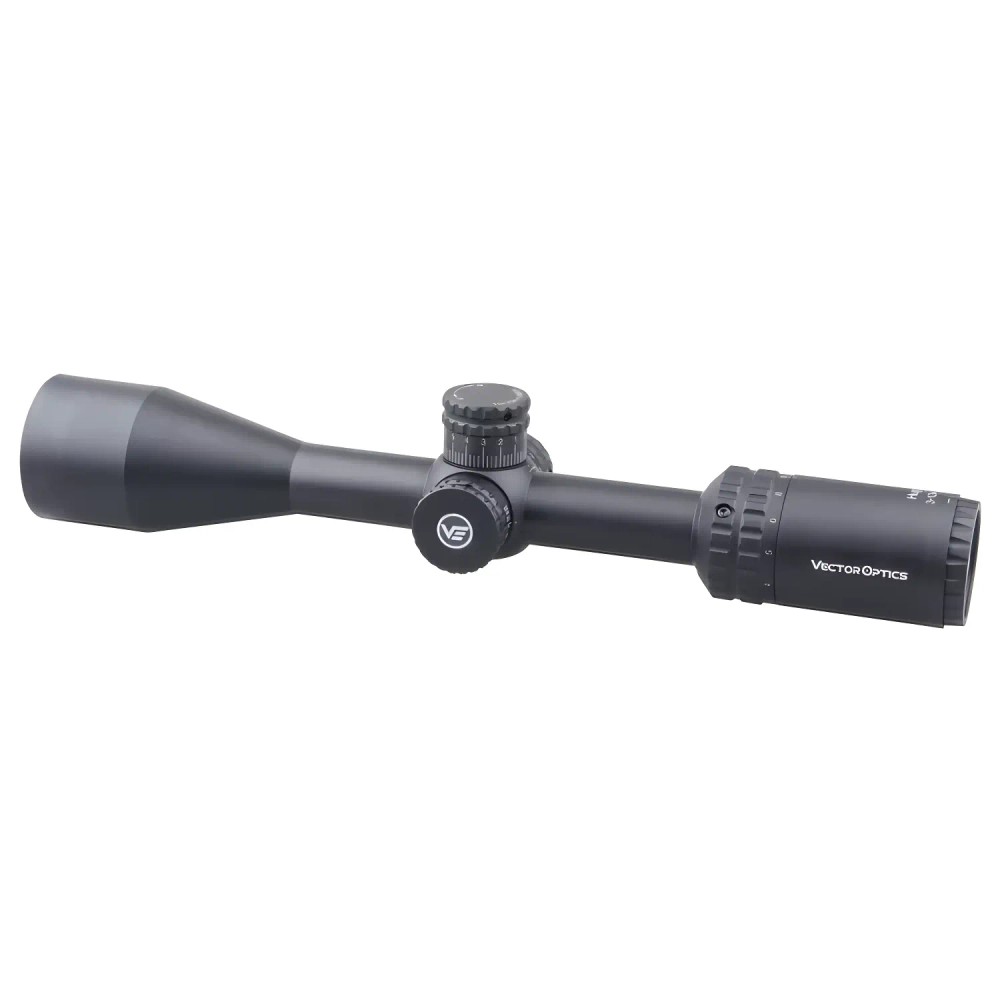 Оптический прицел Vector Optics HUGO 3-12x44 (SCOM-30), фронтальный вид с видимыми кольцами настройки