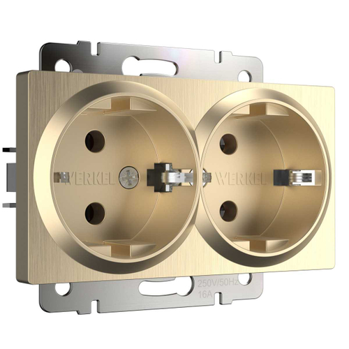 Розетка двойная Werkel шампань рифленый W1172010 4690389160585