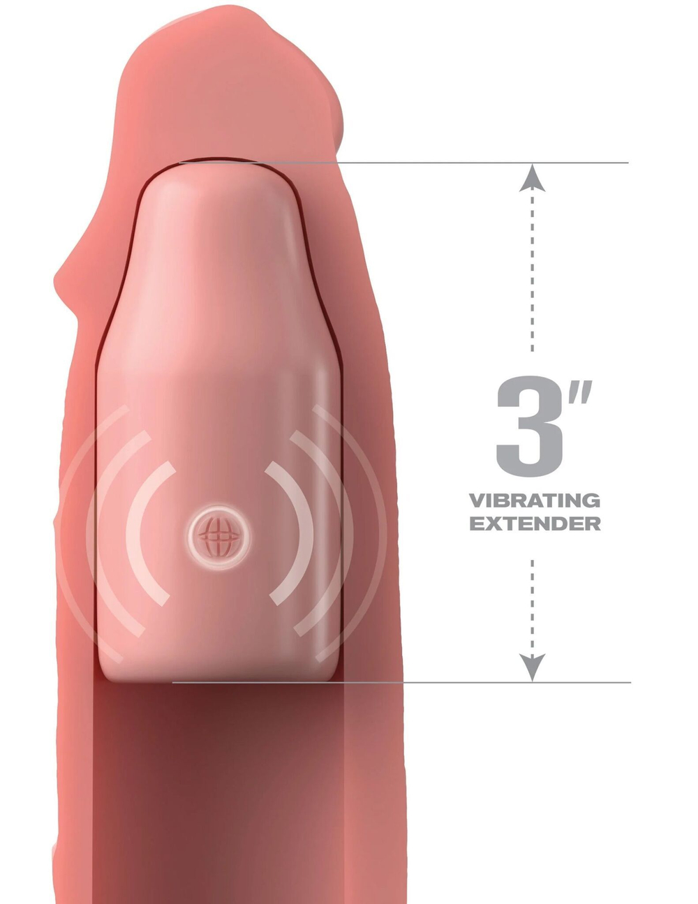 Телесная вибронасадка на член 3 Vibrating Mega X-tension with Remote - 22,9 см. (Цвет: телесный)