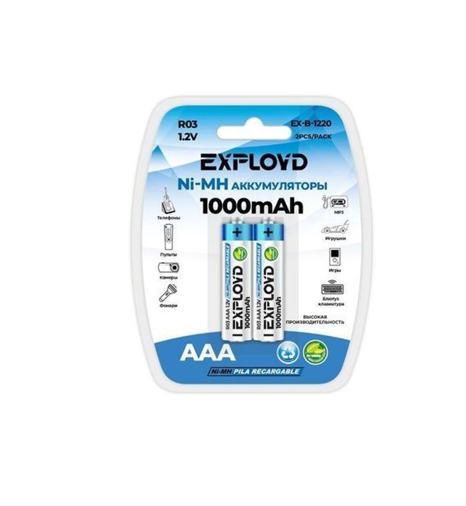 Аккумулятор AAA HR-03/1000mAh Exployd EX-B-1220-(2шт)