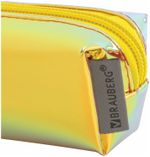 Пенал-косметичка BRAUBERG прямоугольный, зеркальный, мягкий, "Gold", 21х5х5 см, 229249