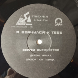 Винтажная виниловая пластинка LP Сергей Бурмистров Я Вернулся К Тебе (СССР 1991)