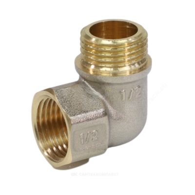 Угольник латунь никель реборда Ду 50 (2") ВР/НР 9006 ГОСТ 32585-2013 Aquasfera 9006-06