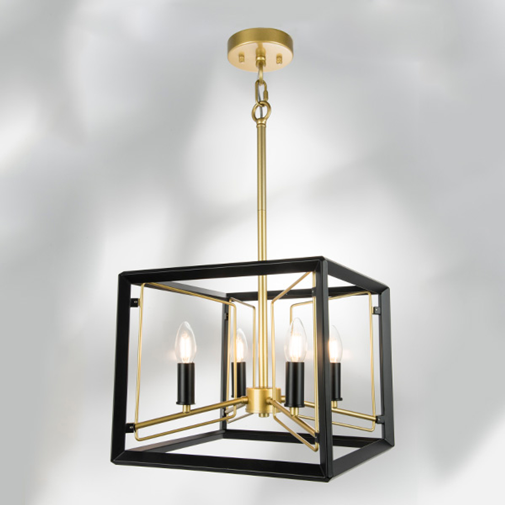 713447 Люстра REGOLO 4х40W E14 ЧЕРНЫЙ МАТОВЫЙ/ЗОЛОТО