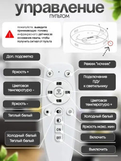 Люстра светодиодная с пультом 1379/5+5, люстра потолочная в спальню 244Вт