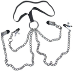 Тяжелая цепь на соски и половые губы Sextreme (Цвет: серебряный с черным)