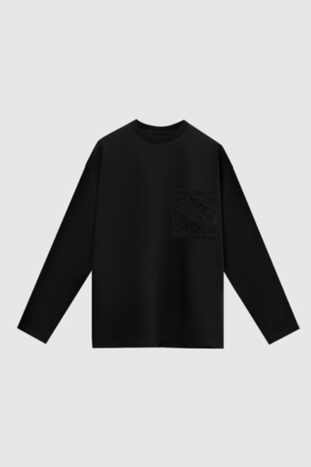 Лонгслив с карманом из кружева