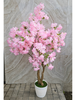 Искусственная сакура розовая 140см в кашпо