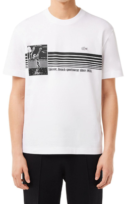 Мужская теннисная футболка Lacoste French Made Tennis Print Heavy T-Shirt - белый