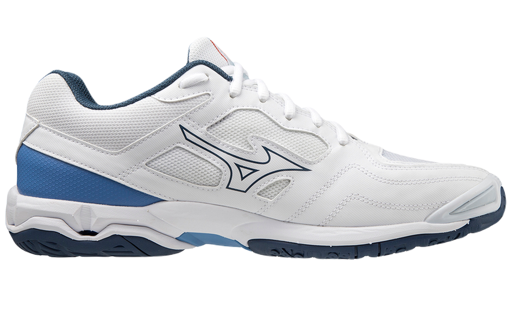 Мужские кроссовки для бадминтона/сквоша Mizuno Wave Phantom 3 - белый/темный деним/голубая яшма