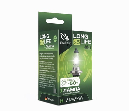 Лампа H3(Clearlight)12V-55W LongLife MLH3LL