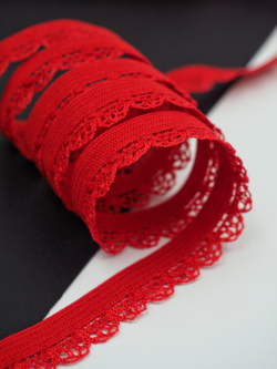 Бельевая резинка красная ажурная ширина 12 мм с учетом фестона