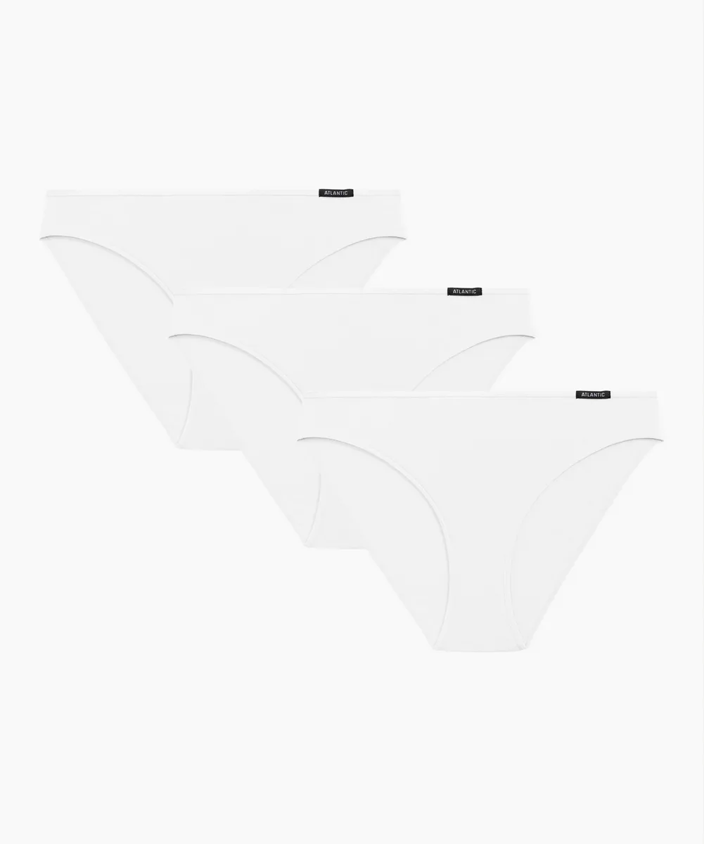 Женские трусы слипы спорт Atlantic, набор 3 шт., хлопок, белые, Basic 3BLP-580