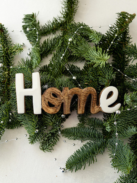 Декоративная фигурка DeNASTIA Home 19,7x2,3x8 дерево манго, коричневый/белый