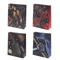 GAEM Пакет подарочный L (бумага 210г/м2, блок микс 12шт), L31 W12 H40 см, 3в.