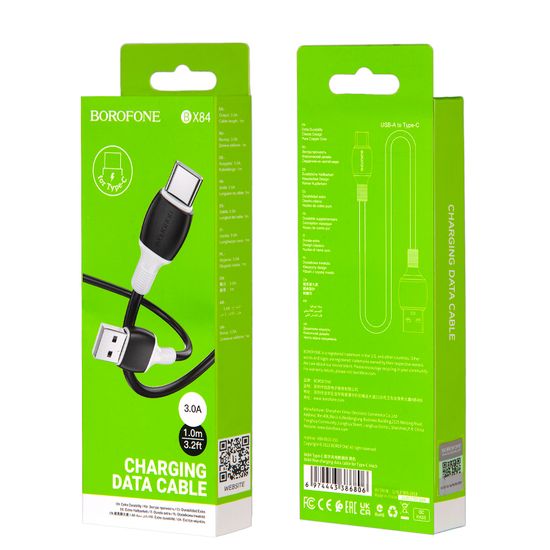 Кабель BX84 USB Type-C 1M 3A Borofone черный