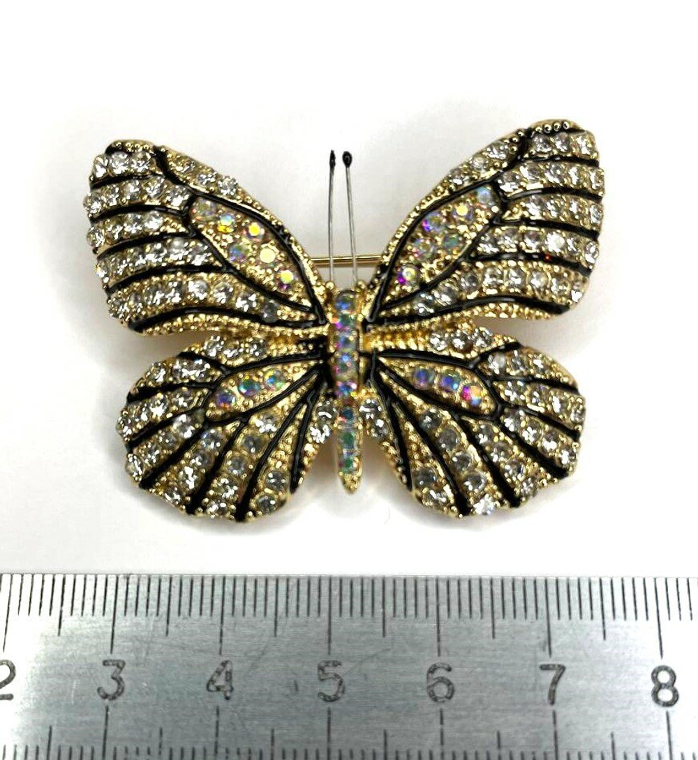 Брошь, брошка "Блестящая бабочка" со стразами