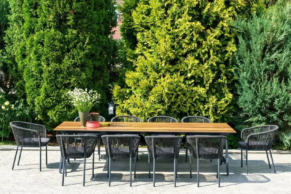 "Куба" обеденная группа на 10 персон, стол HPL "дуб", круглый роуп