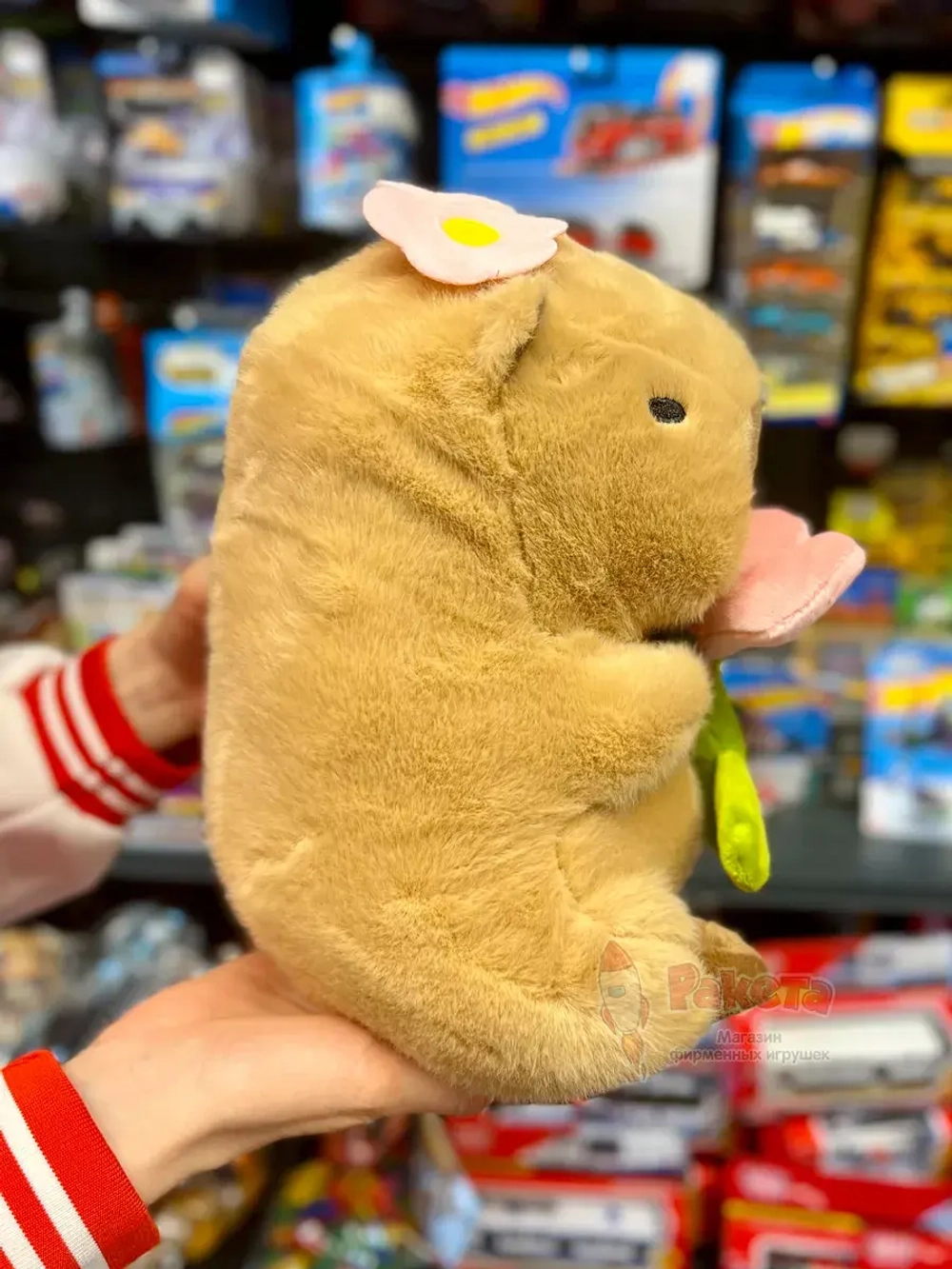 Мягкая игрушка Капибара цветок плюшевая Capibara