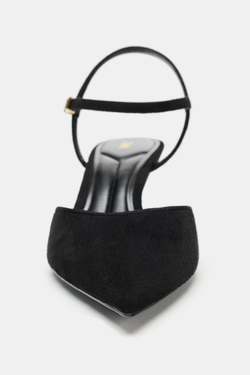 ZARA ТУФЛИ НА ВЫСОКОМ КАБЛУКЕ БЕЗ ЗАДНИКОВ, ЧЕРНЫЙ