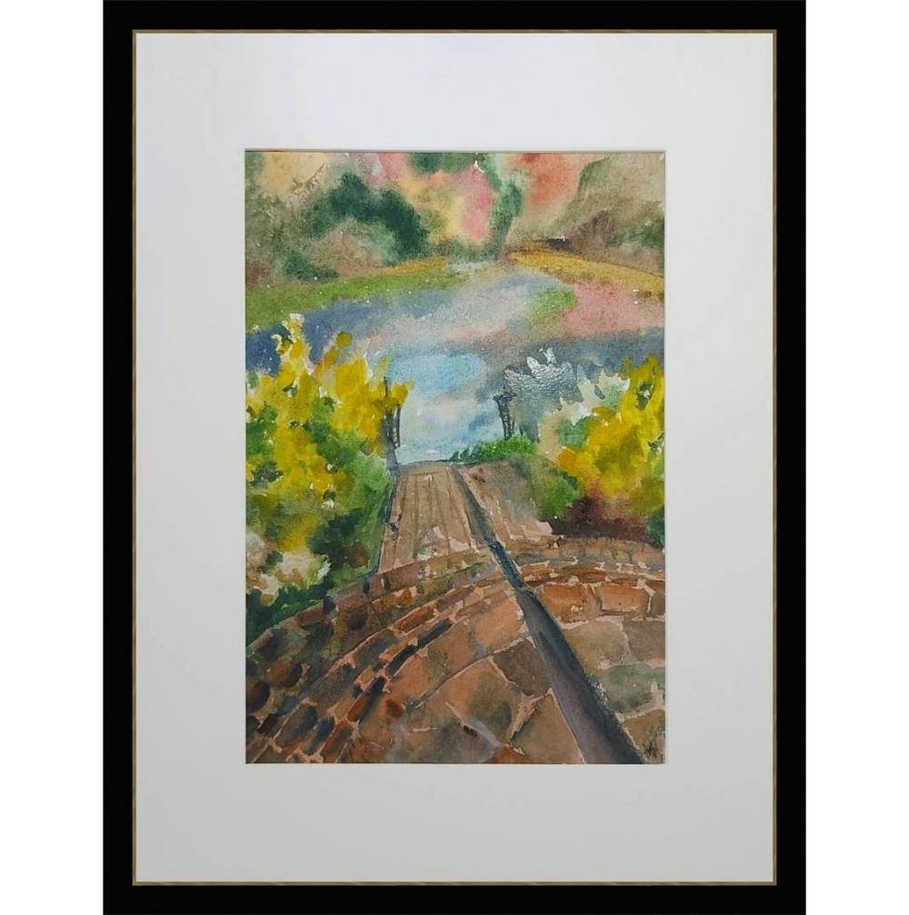 Картина авторская акварельная в паспарту 30х40 см на стену для интерьера "Ореховно"