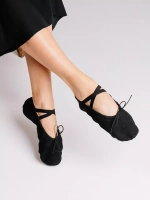 Балетки для танцев и гимнастики на резинке, черные