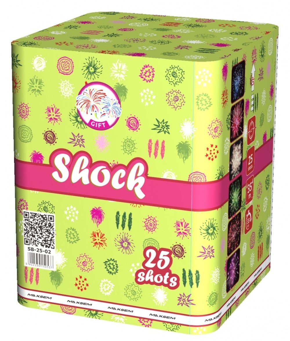 Батарея салютов "SHOCK"  25 залпов * 1.2"  1/4
