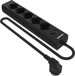 Philips сетевой фильтр 5 Розеток, кабель - 2M черный