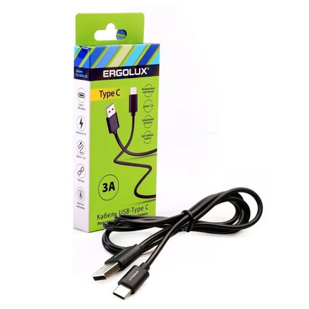 ERGOLUX Кабель USB - Type-C 1,2м чёрный (ELX-CDC02-C02)