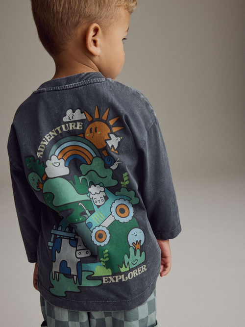 Лонгслив для мальчика Next B74-593, Темно-серый