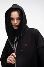 Худи Kraizy Stripes Zip Logo Heart черный