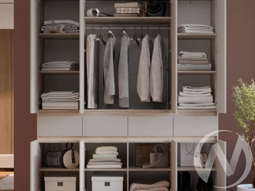 Шкаф 4-х створчатый ШК-13 Прихожая Багира (дуб смоки/кашемир)