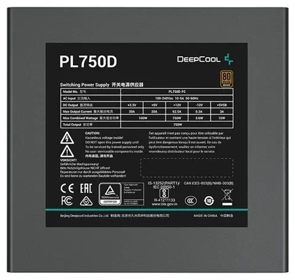 Блок питания Deepcool PL750D R-PL750D-FC0B-EU	 750 Вт
