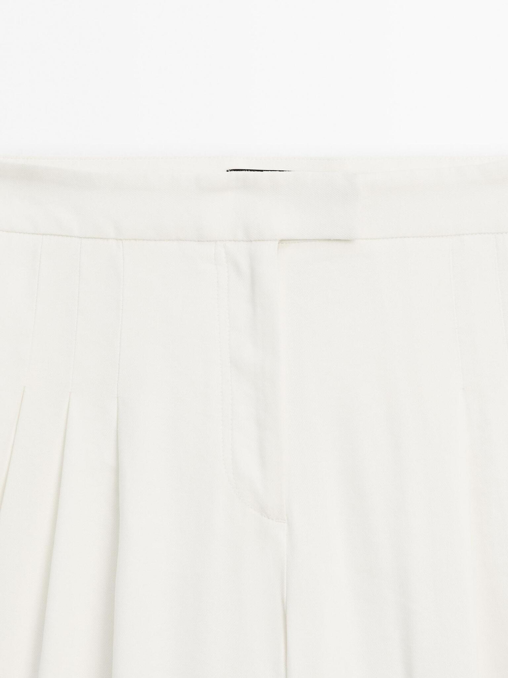 Massimo Dutti Брюки-кюлоты с защипами, кремовый