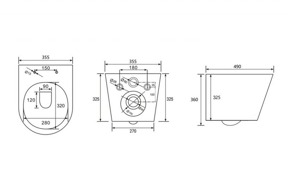 Унитаз ABBER Bequem AC1102TMG подвесной серый матовый, безободковый, смыв торнадо