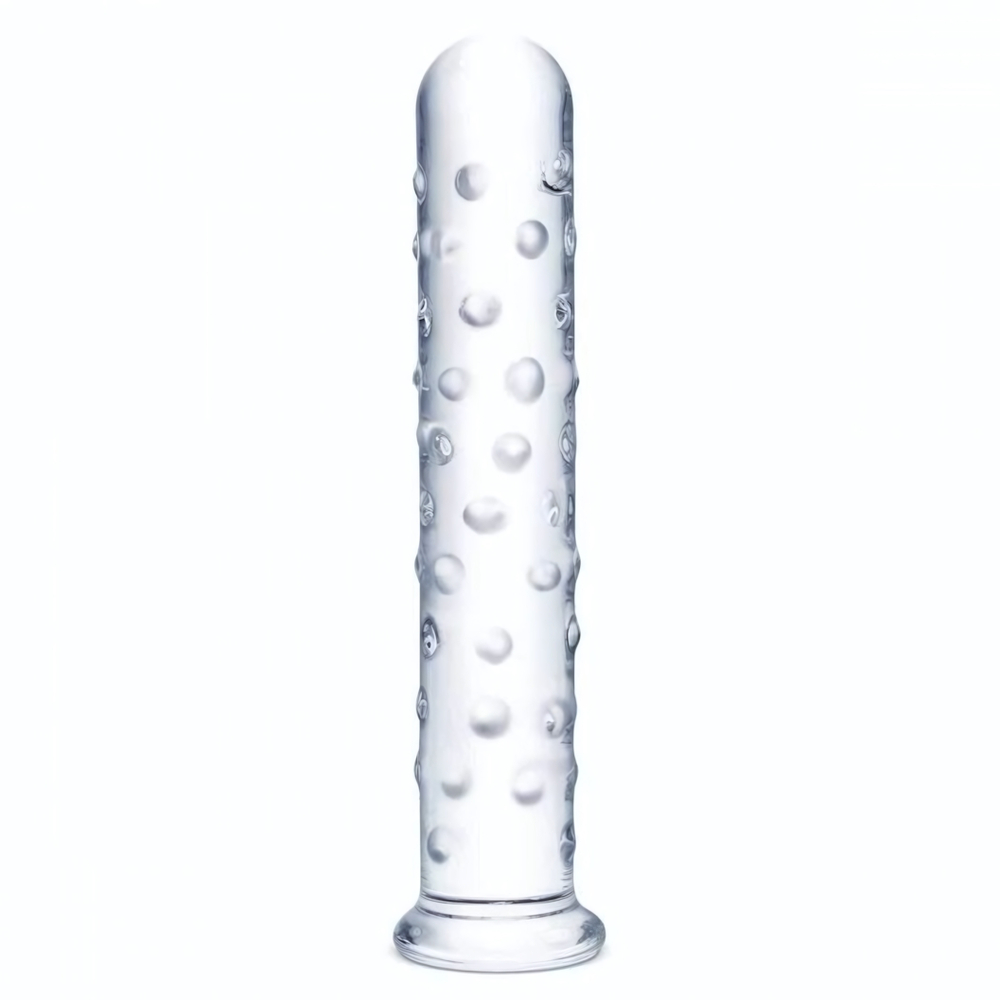 Прозрачный стеклянный фаллос с массажным рельефом 10 Extra Large Glass Dildo - 25,5 см. (Цвет: прозрачный)