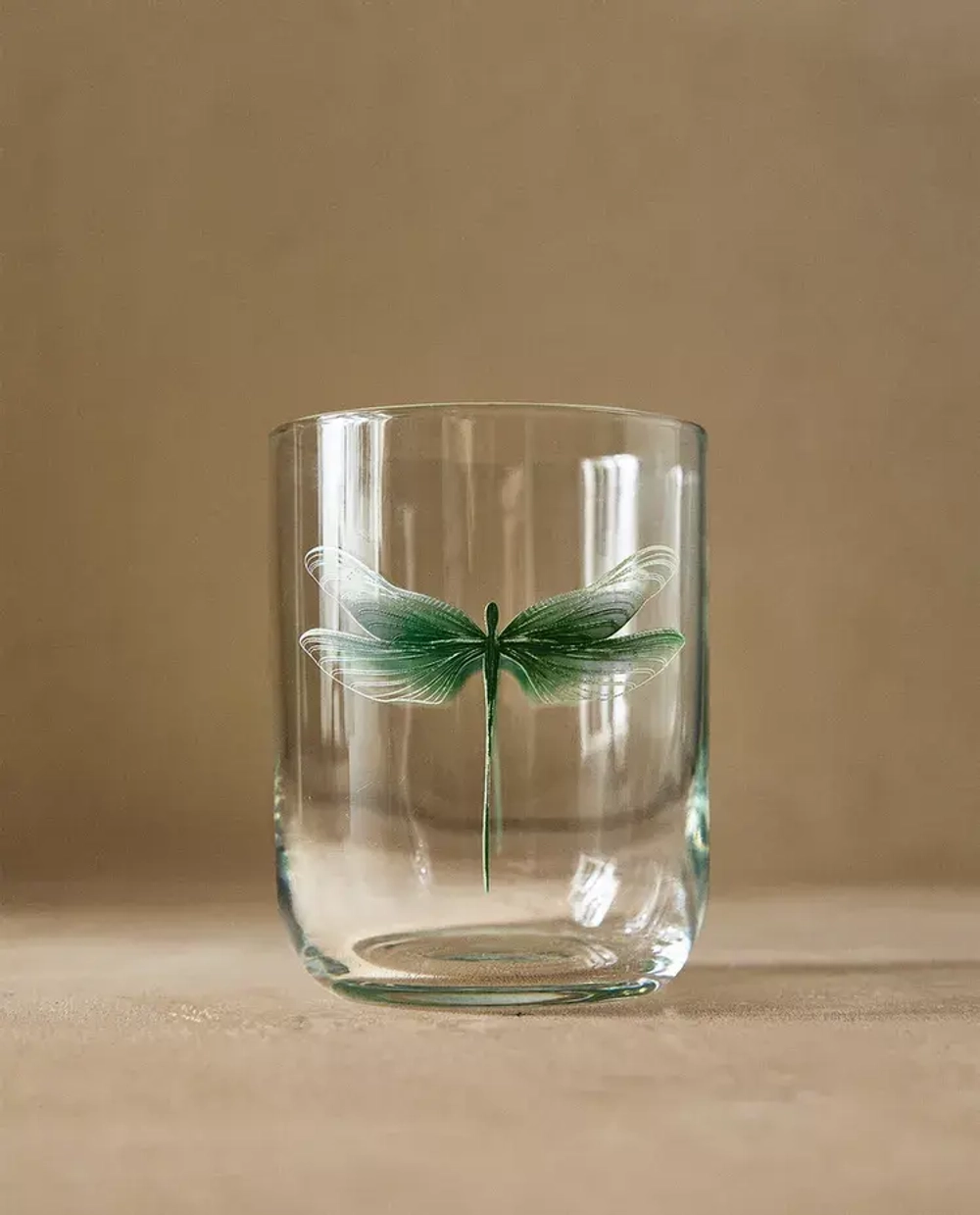 ZARA HOME СТАКАН С УЗОРОМ "СТРЕКОЗА", ЗЕЛЕНЫЙ