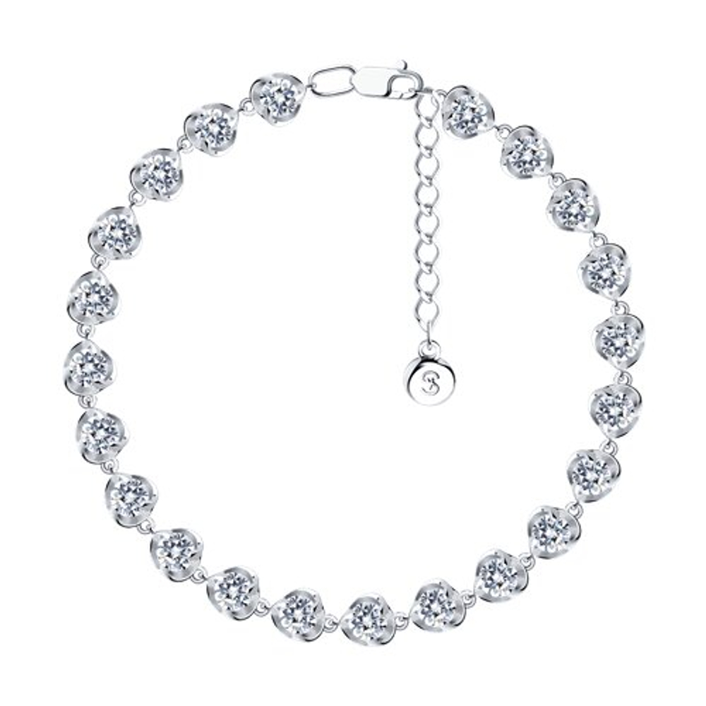 Браслет из серебра с фианитами