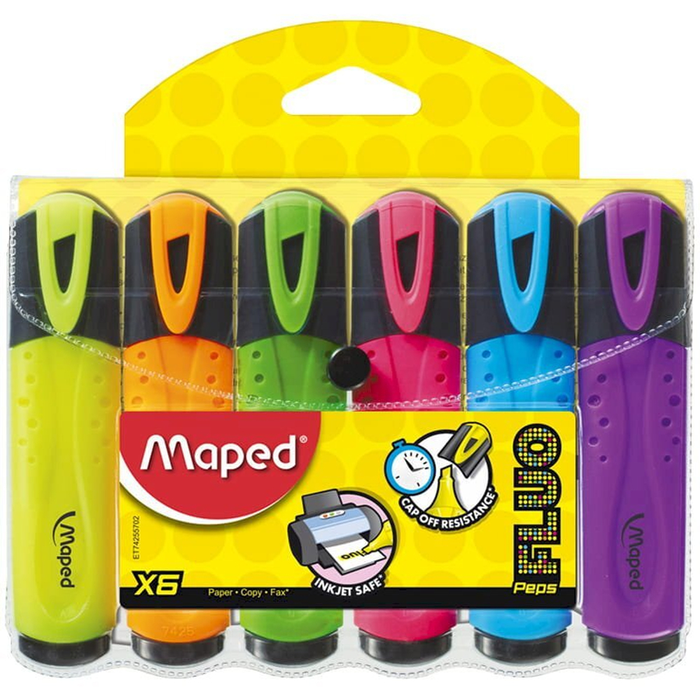 Набор текстовыделителей Maped, 6 шт/цветов, 1-5 мм, Fluo Pep's Classic