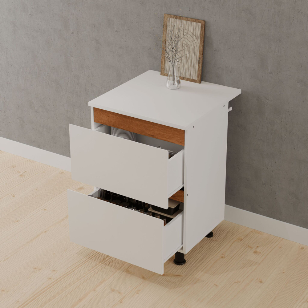 Кухонный модуль напольный 3 ящика 60х60х85, белый/дуб