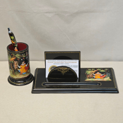 Набор письменный настольный "Жар-птица и Иван. Палех" с ручной росписью